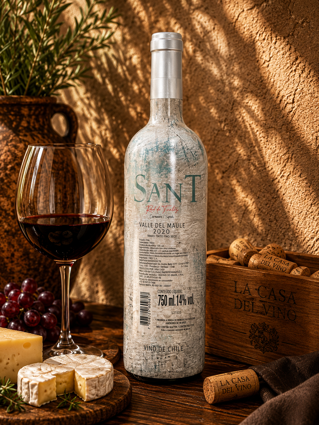 Vinho Tinto Meio Seco Santo Red de Tintas Carménère & Syrah 2020 - 750ml