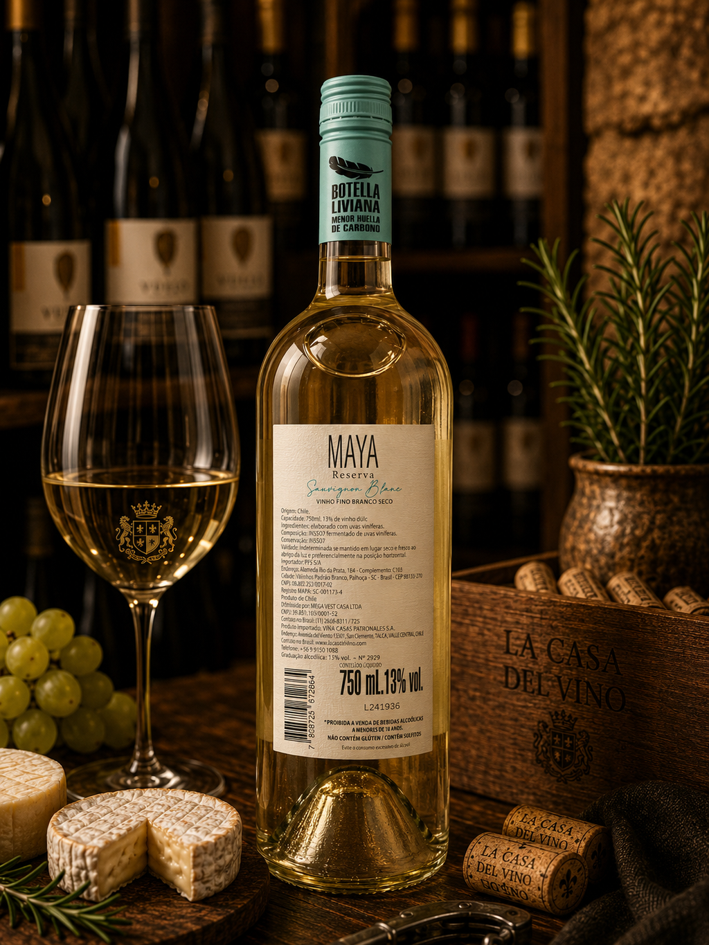 Vinho Branco Seco Maya Reserva Sauvignon Blanc 2023 - Chile - 750ml